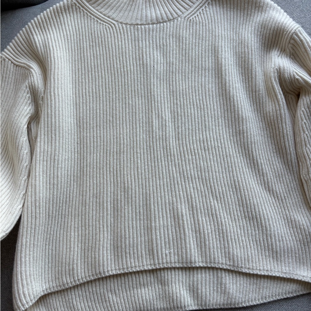 Cream Ribbed Women's Sweater
